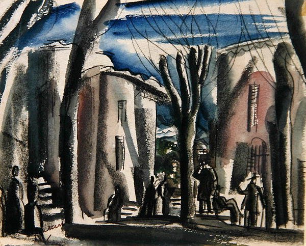 Tunis (hiili ja akvarelli paperille) tekijältä Jules Pascin