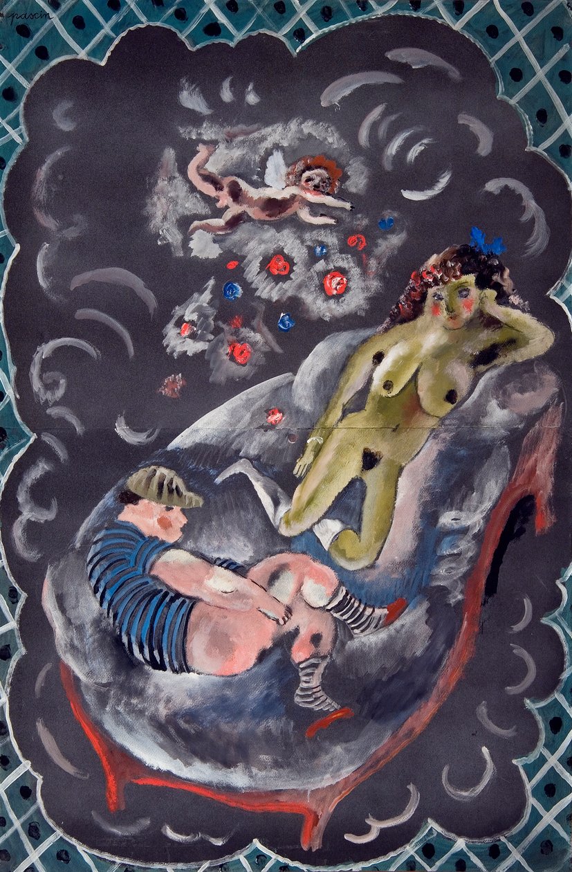 Kaksi hahmoa ja Cupido tekijältä Jules Pascin