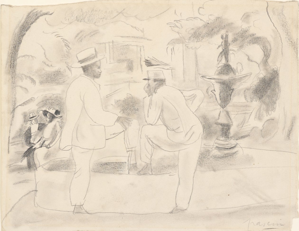 Kaksi miestä puistossa tekijältä Jules Pascin