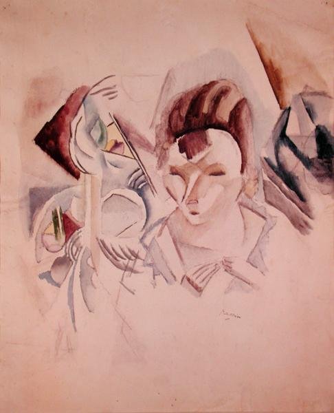 Nainen ja asetelma, n. 1917 (akvarelli ja kynä paperille) tekijältä Jules Pascin