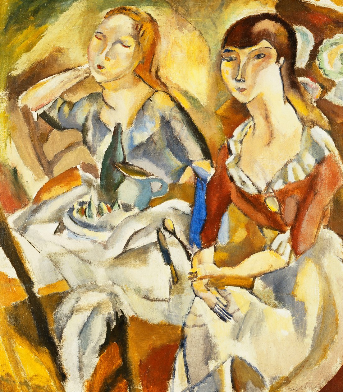 Nuoret tytöt istuvat yhdessä tekijältä Jules Pascin