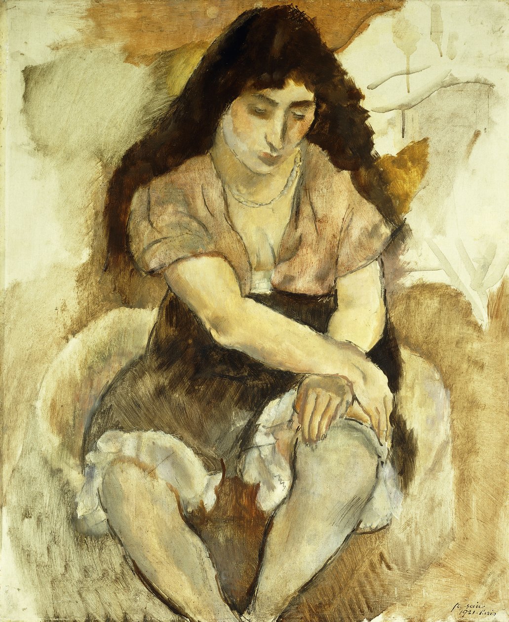 Nuori nainen istuu; Istuva nuori tyttö, 1921 tekijältä Jules Pascin