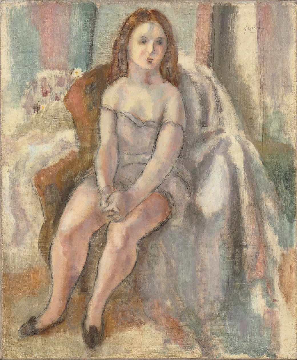 Nuori nainen valkoisessa puvussa tekijältä Jules Pascin