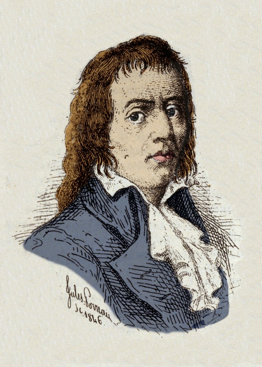 Ranskan vallankumous: Jules Porreaun piirustus "Francois Babeuf dit Gracchuksen (1760-1797) muotokuva" tekijältä Jules Porreau