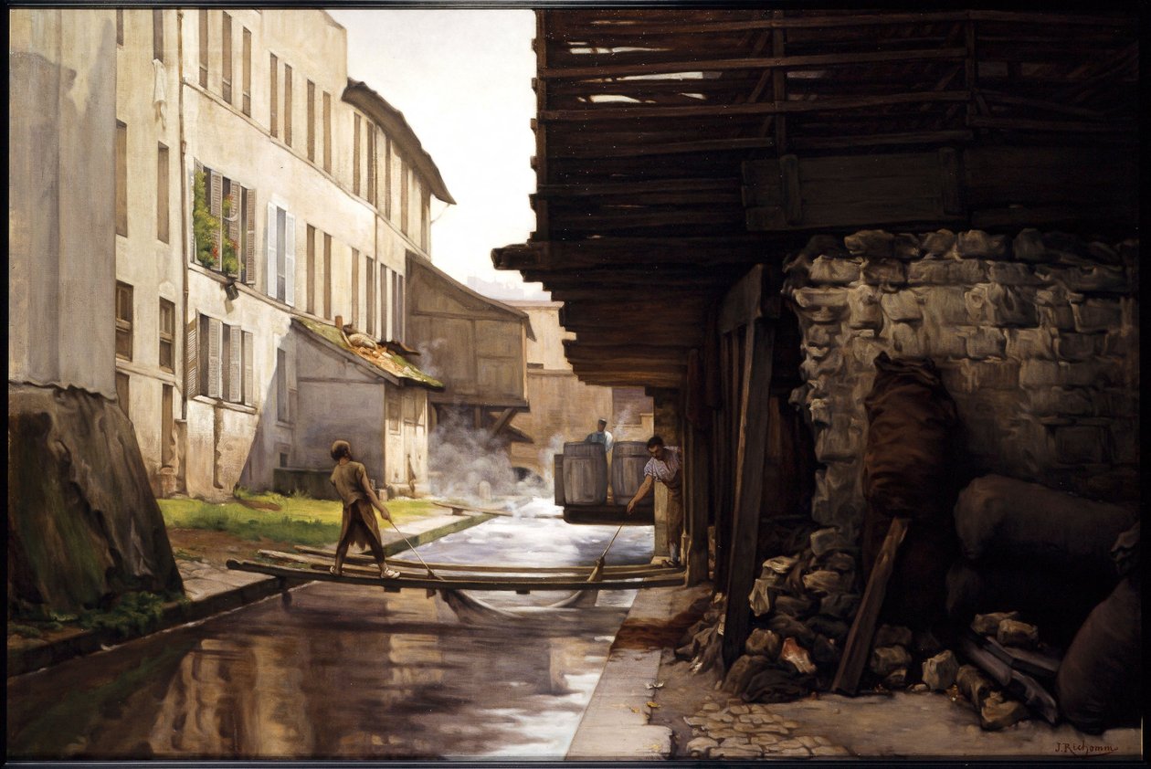 Tannery on the Bièvre, n. 1892 (öljy kankaalle) tekijältä Jules Richomme