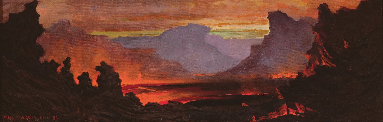Hilo Volcano, Havaiji, 1886 tekijältä Jules Tavernier
