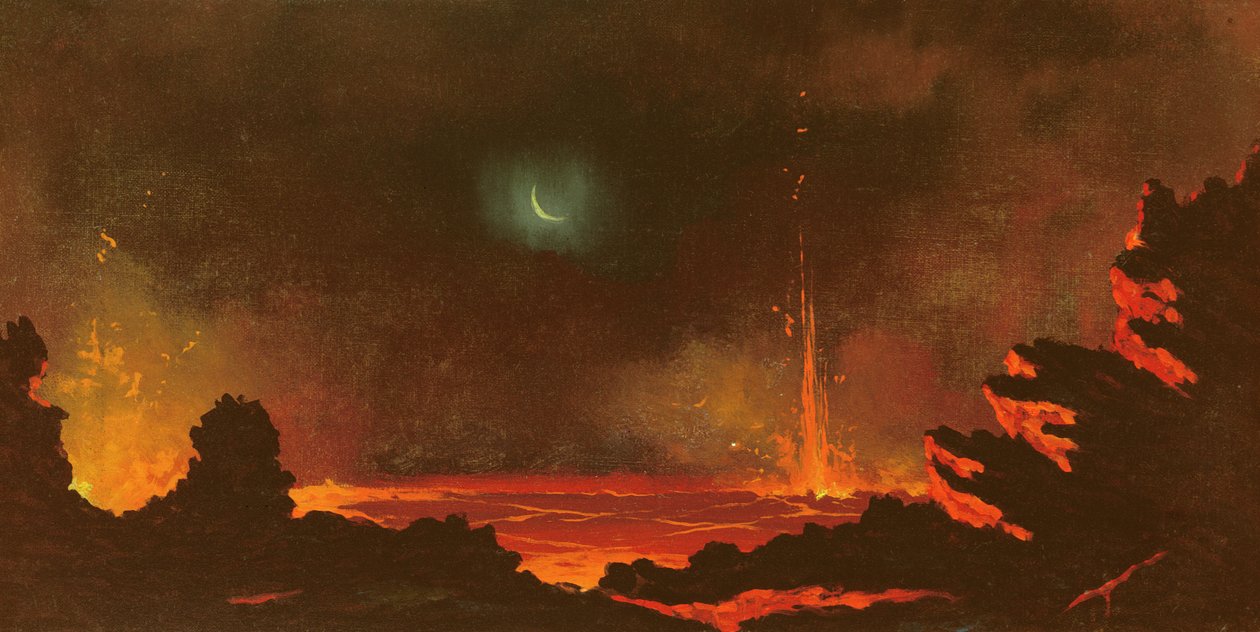 Tulivuori, Havaiji, 1888 tekijältä Jules Tavernier