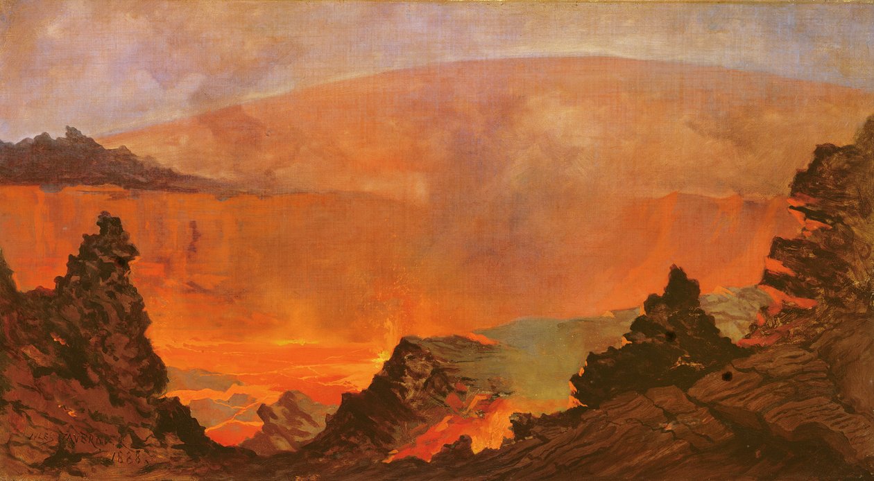 Tulivuori Havaijilla, 1888 tekijältä Jules Tavernier