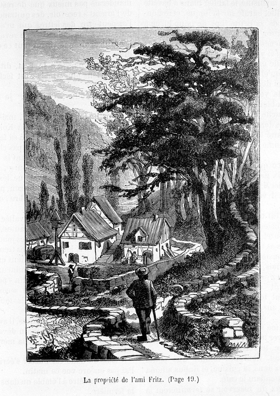 Ystävä Fritzin omaisuus - teoksessa "The Friend Fritz", kirjoittanut Erckmann-Chatrian, ill. Kirjailija: Théophile Schuler tekijältä Jules Theophile (after) Schuler