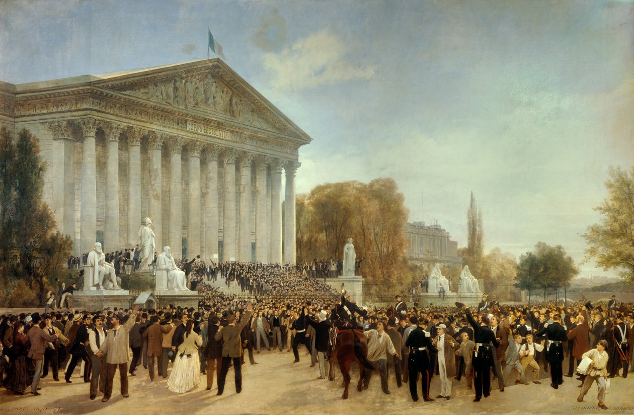 Lainsäädäntäelimen palatsi sen viimeisen istunnon jälkeen, julistus Imperiumin romahtamisesta 4. syyskuuta tekijältä Jules and Guiaud Jacques  Didier