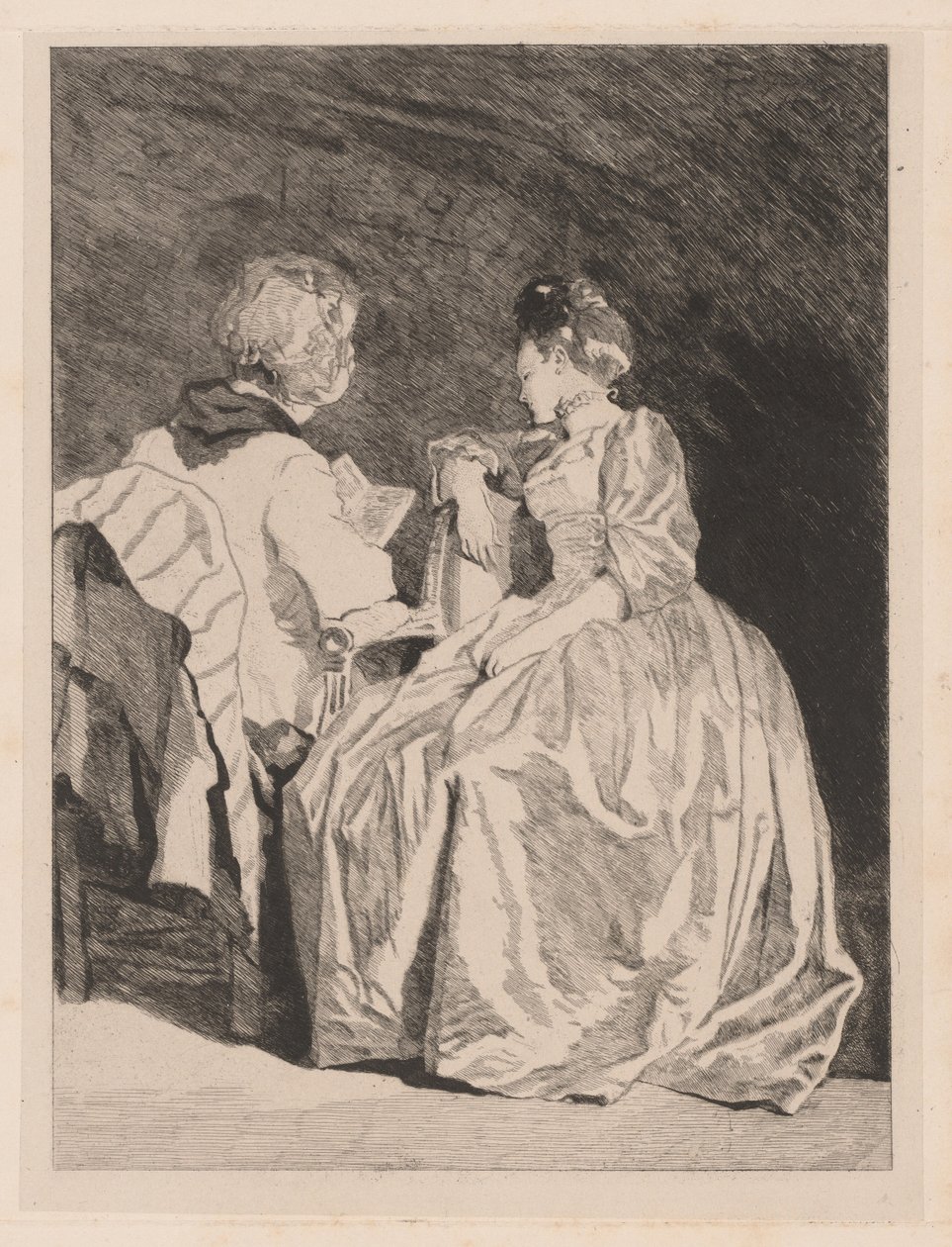 La Lecture (The Reading) tekijältä Jules de Goncourt, after Jean Honoré Fragonard