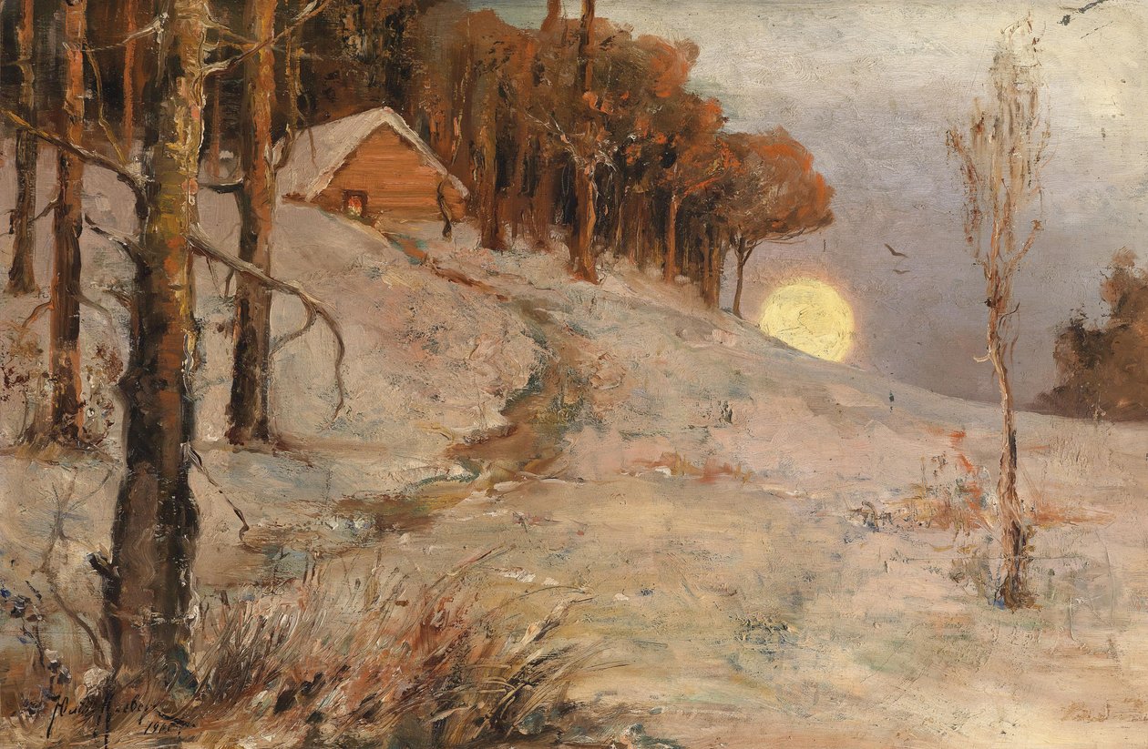 Talvimetsä ilta-auringon säteissä, 1902 tekijältä Juli Julievich Klever