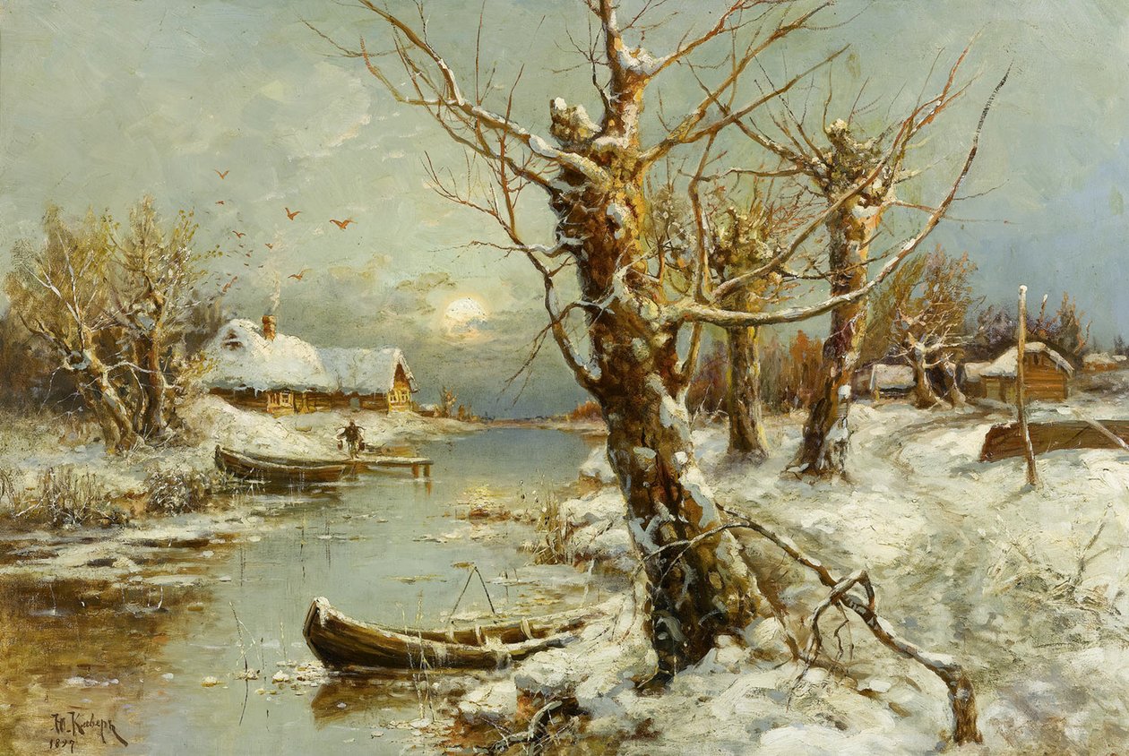 Talvi jokimaisema, 1897 tekijältä Juli Julievich Klever