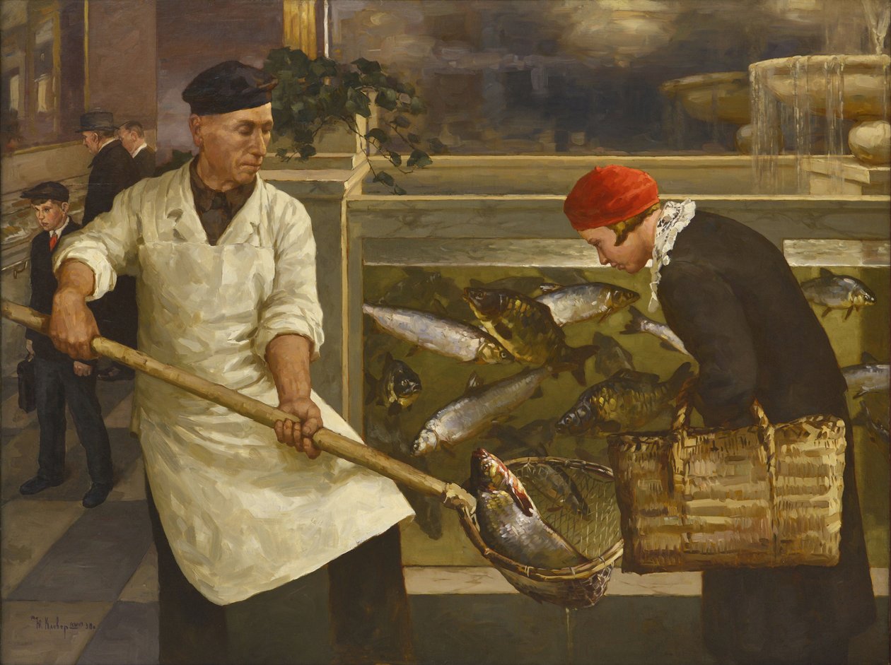 Kalakaupassa par Klever, Juli Julievich, nuorempi (1882-1942). Öljy kankaalle, koko: 130x176 tekijältä Juli Julievich the Younger Klever
