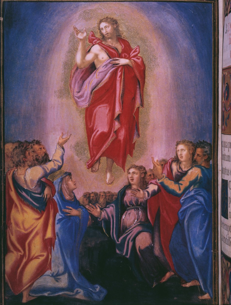 Ascension, faksimilesta Espanjan kuninkaan Philip II:n breviaarista, 1569 (pergamentti) tekijältä Julian and Leon, Andres de Fuente del Saz