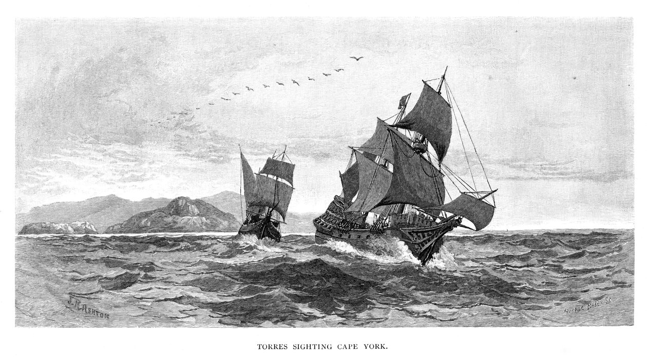 Torres näki Cape Yorkin, 1606, 1886 tekijältä Julian Ashton