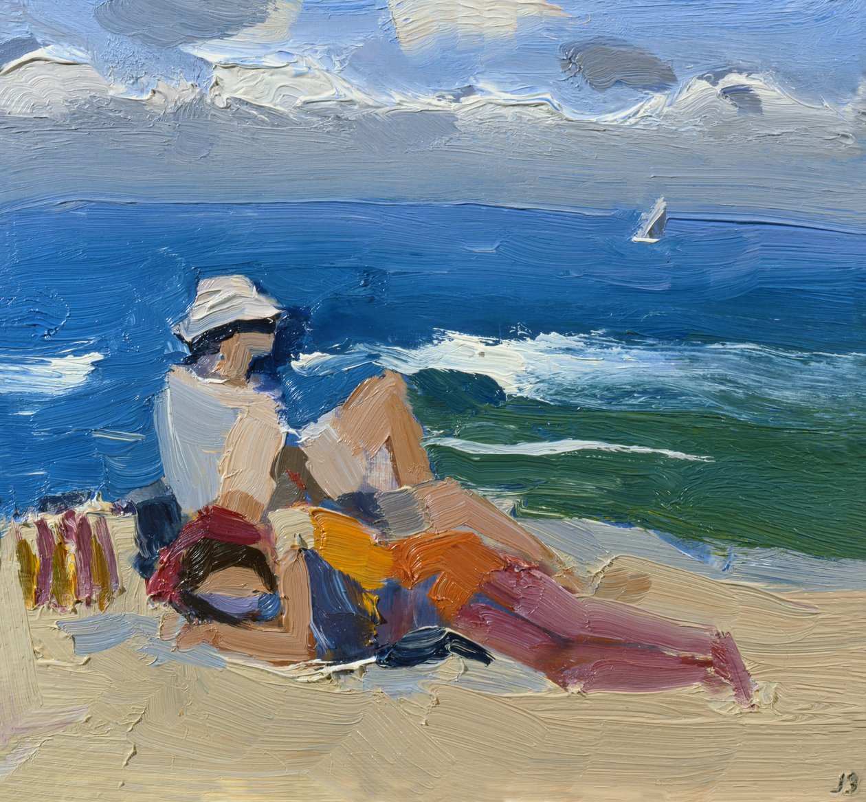 Figuurit meren rannalla, St Ives (öljyä aluksella) tekijältä Julian Bailey