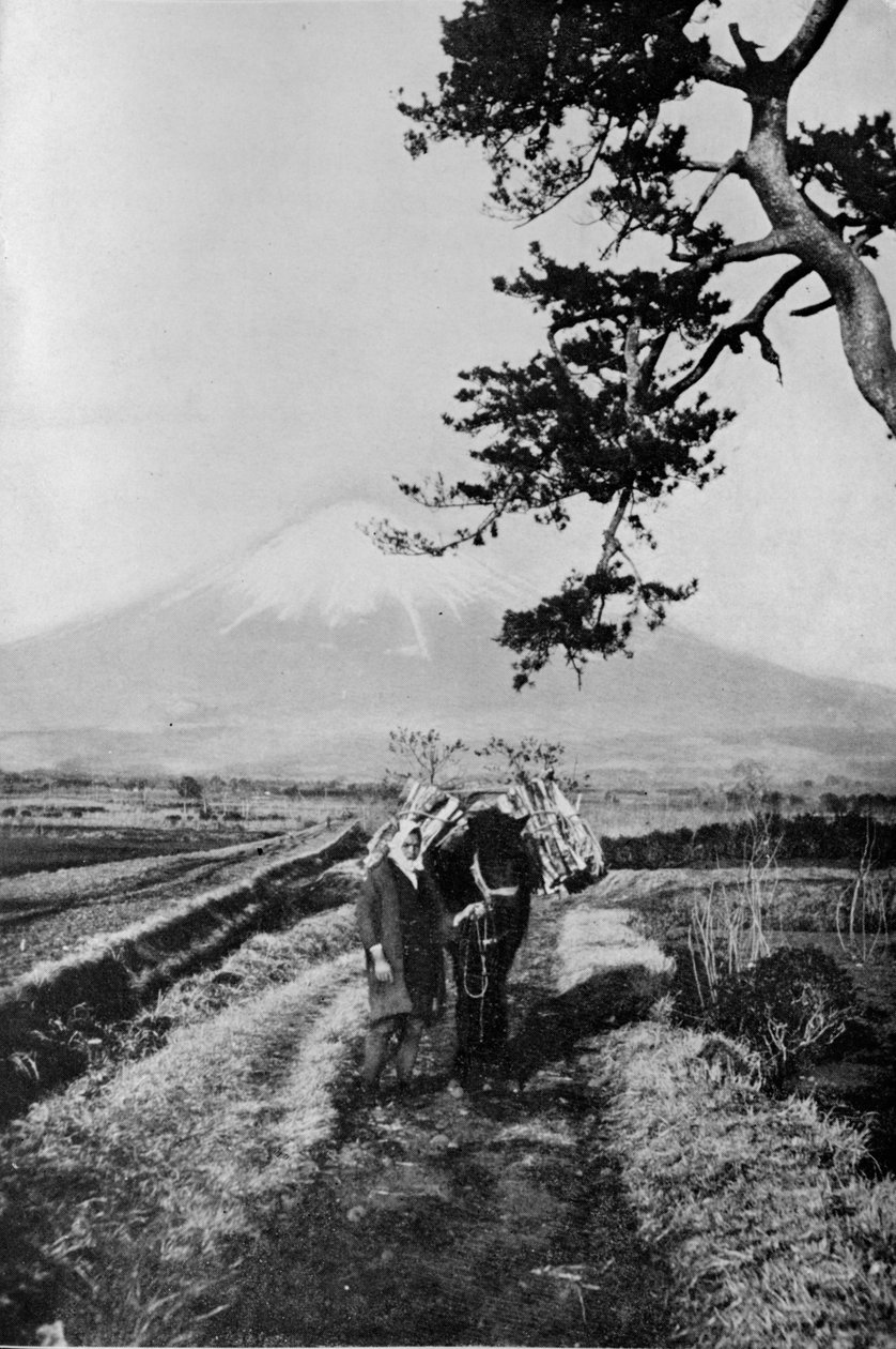Fujin alueen talonpojat eivät nimeltä, vaan vain Oi Yama, kunniallinen vuori, vuosi 1900, tekijältä Julian Leonard Street