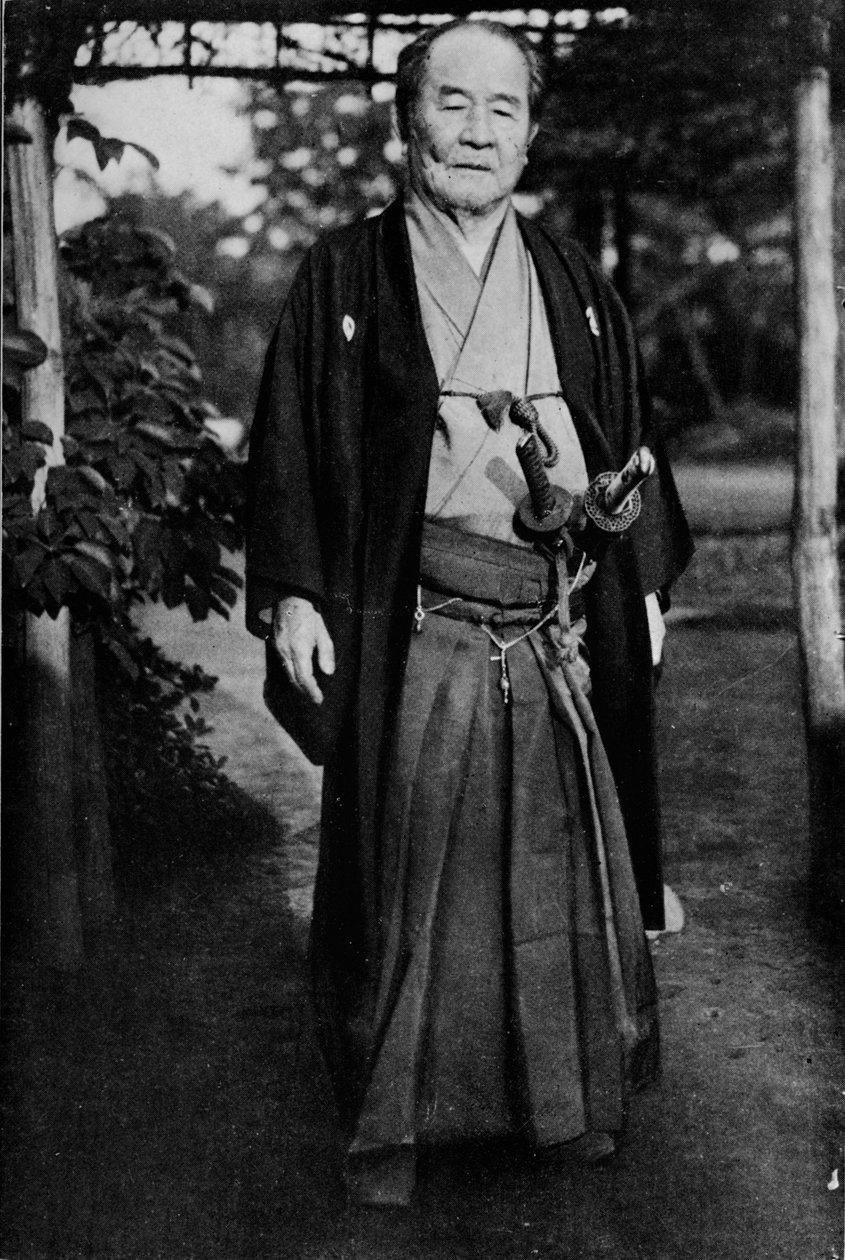 Varakreivi Shibusawa, 1840-1931 samuraimiekkansa päällään, c1900, 1921 tekijältä Julian Leonard Street