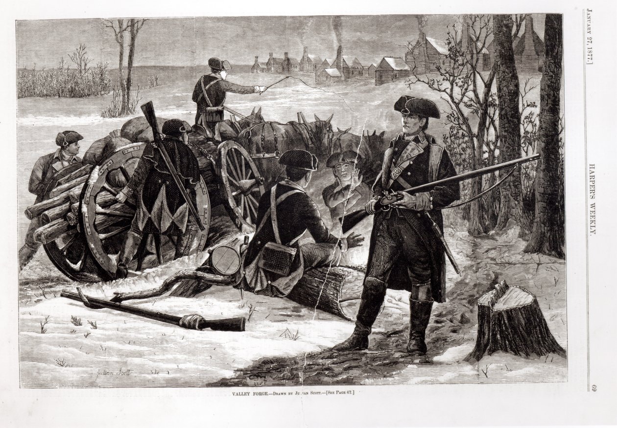 Talvikohtaus Manner-armeijan leirillä Valley Forgessa, Pennsylvaniassa, 1780, Harper