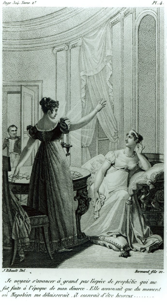 Keisarinna Josephine paljastaa profetian, jonka Marie Anne Adelaide Le Normand antoi hänelle erottuaan Napoleon I:stä vuonna 1809, 1821. tekijältä Julie Ribault