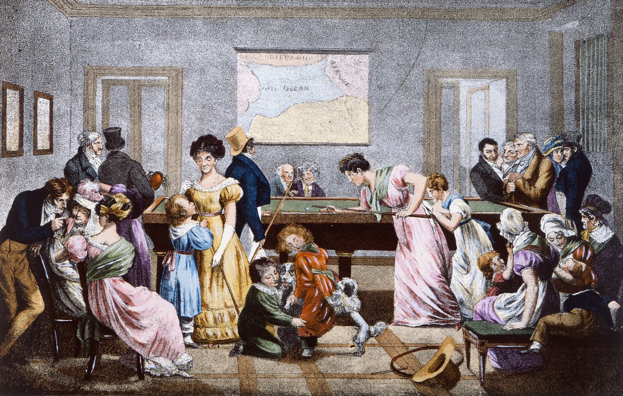 Biljardihuone 1800-luvulla, 1828 tekijältä Julien Leopold Boilly