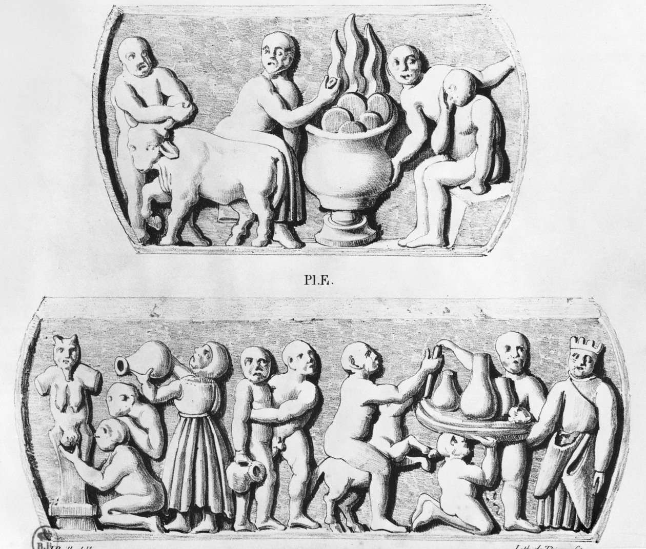 Gnostinen eukaristia, kopio gnostisesta arkista, kaiverrettu Thierry freres (1800-luvulla) (sivupaneeli 287227) tekijältä Julien Leopold Boilly