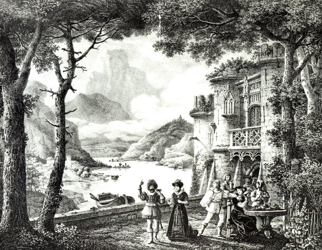Lavastus Guilbert de Pixerecourtin Le Chateau de Loch-Levenin III näytökseen Theater de la Gaite -teatterissa 3. joulukuuta 1822 tekijältä Julien Michel Gue