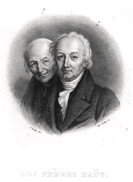 Hauyn veljekset: Rene-Just (1743-1822) ja Valentin Hauy (1745-1822), kaiverrus Alphonse Boilly (1801-67) (kaiverrus) (m/w kuva) tekijältä Julien Leopold (after) Boilly