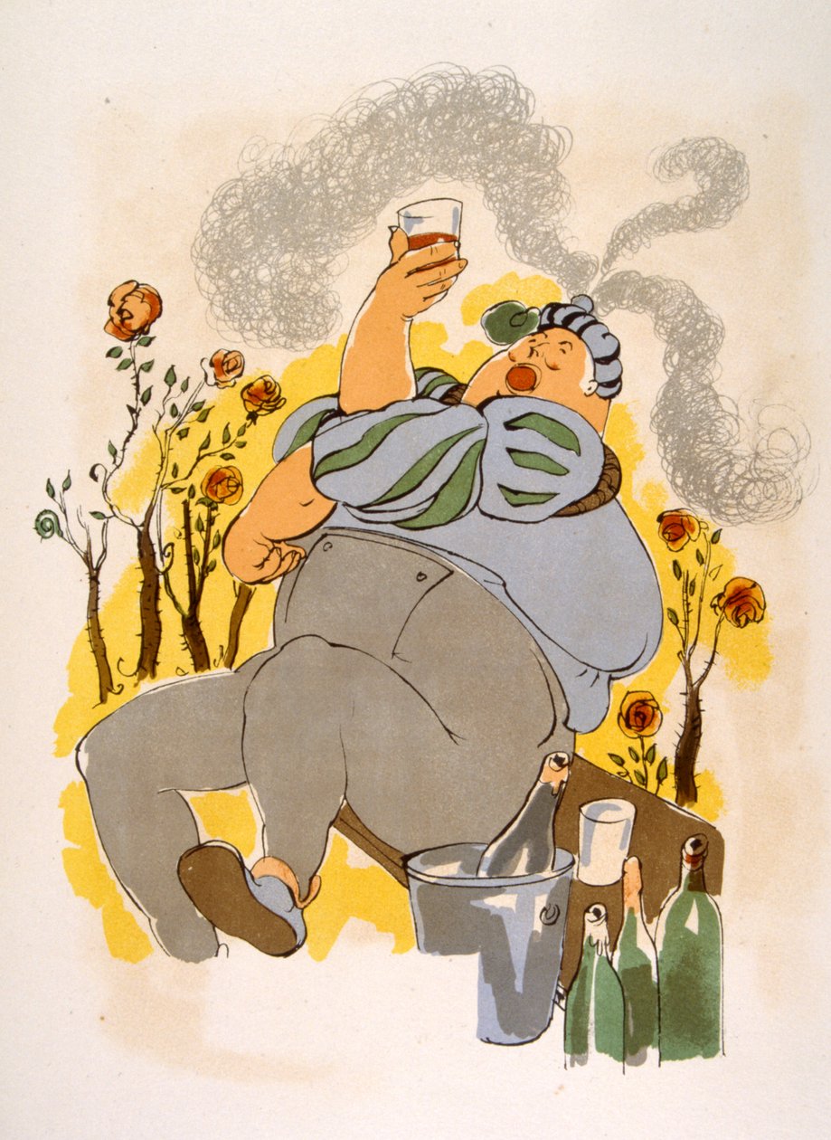Humoristinen viinikuvitus 1946. Kuvitus Julien Pavil tekijältä Julien Pavil