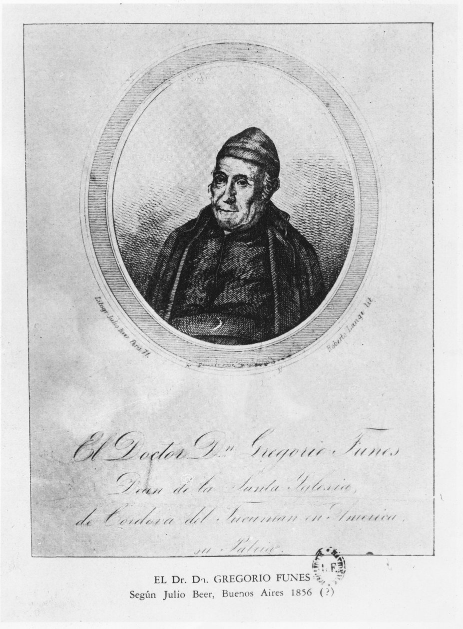 Gregorio Funes, 1856 tekijältä Julio Beer