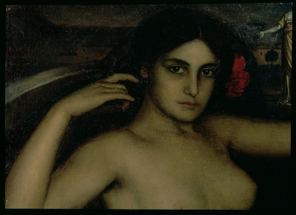 Yksityiskohta Rakkauden alttaritaulusta (öljy paneelissa) tekijältä Julio Romero de Torres