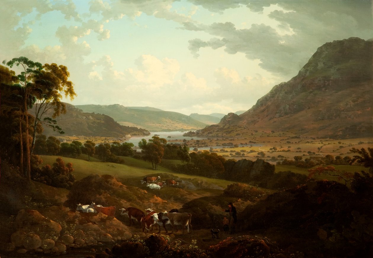 Kohtaus Lake Districtissä tekijältä Julius Caesar Ibbetson