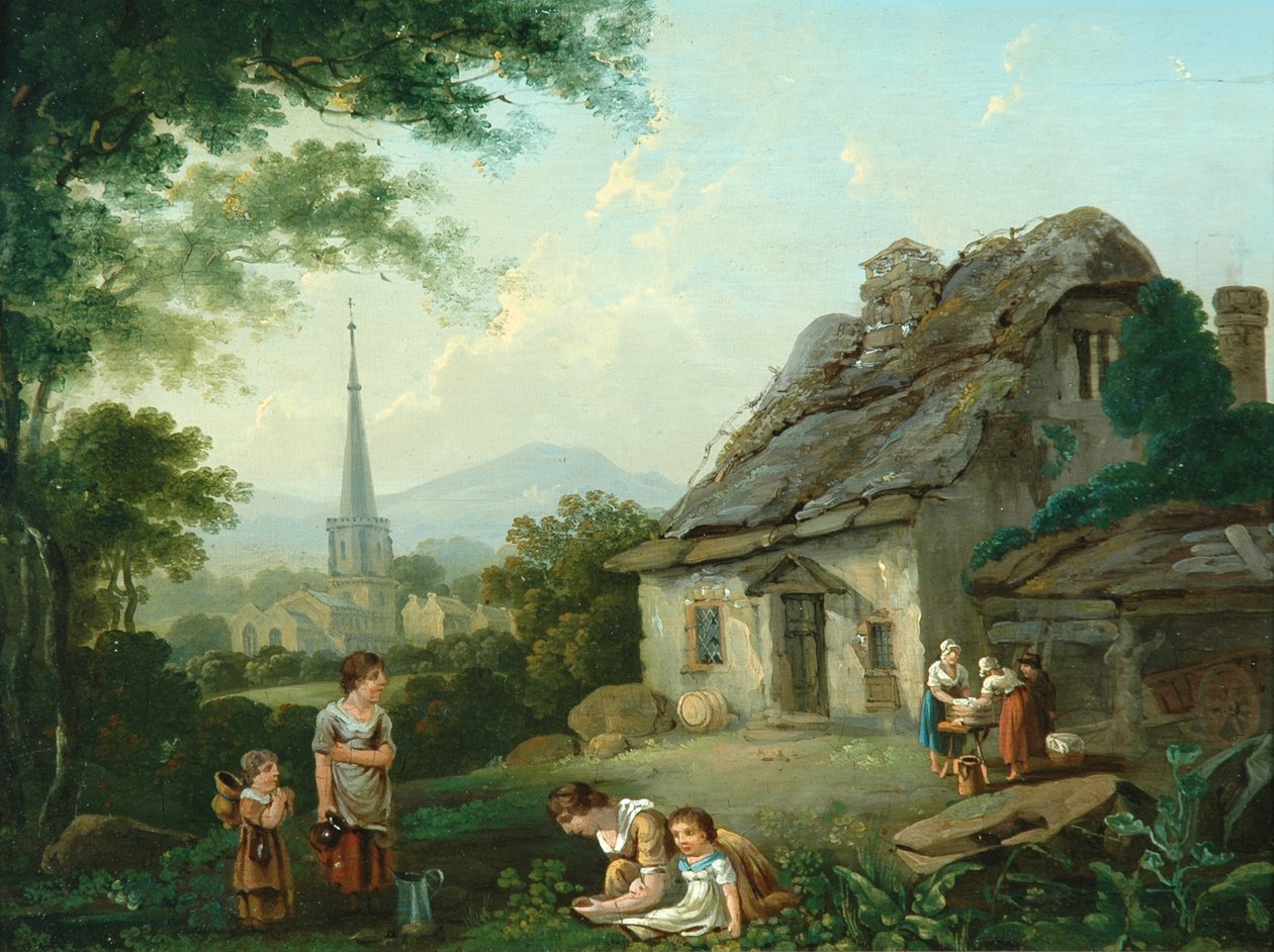 Vanha mökki, Masham, 1816 tekijältä Julius Caesar Ibbetson