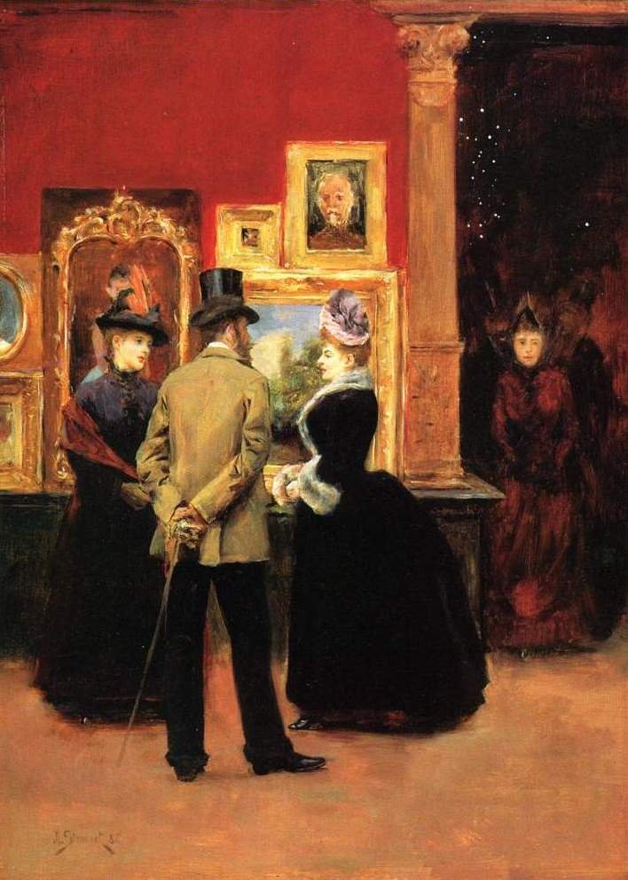 Kreivi Ludovic Lepic ja naiset näyttelyä katsomassa tekijältä Julius Leblanc Stewart