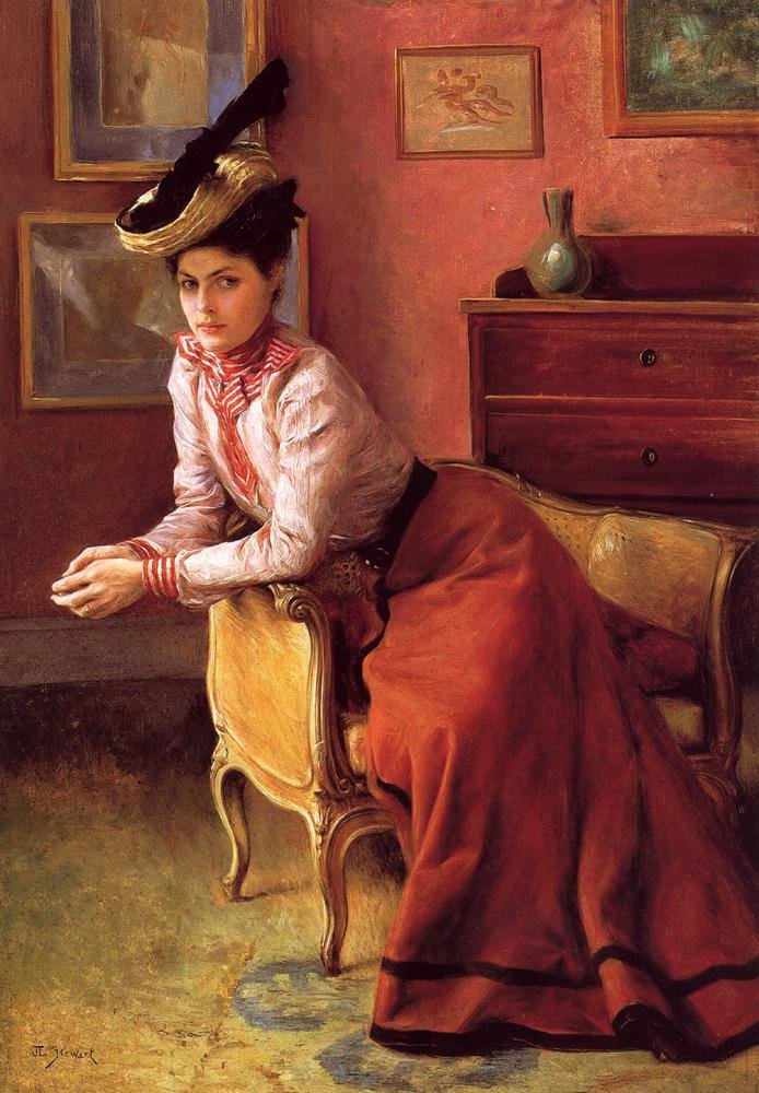 Elegante au sohva tai nainen sisätiloissa tekijältä Julius Leblanc Stewart