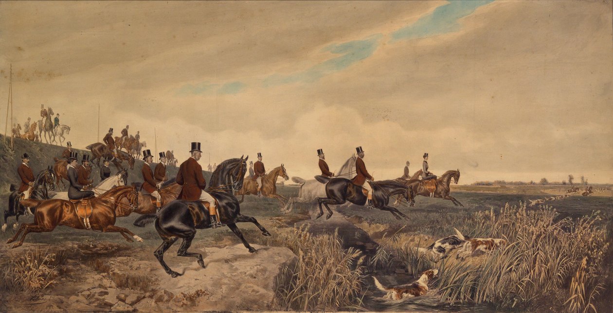 Keisari Frans Joosef I keisarinna Elisabethin kanssa parfometsästyksen aikana, 1880. tekijältä Julius Blaas von