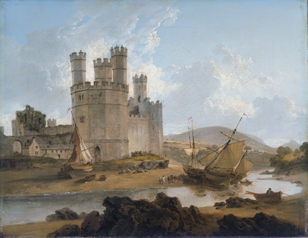 "Caernarvonin linna", 1792 tekijältä Julius Caesar Ibbetson