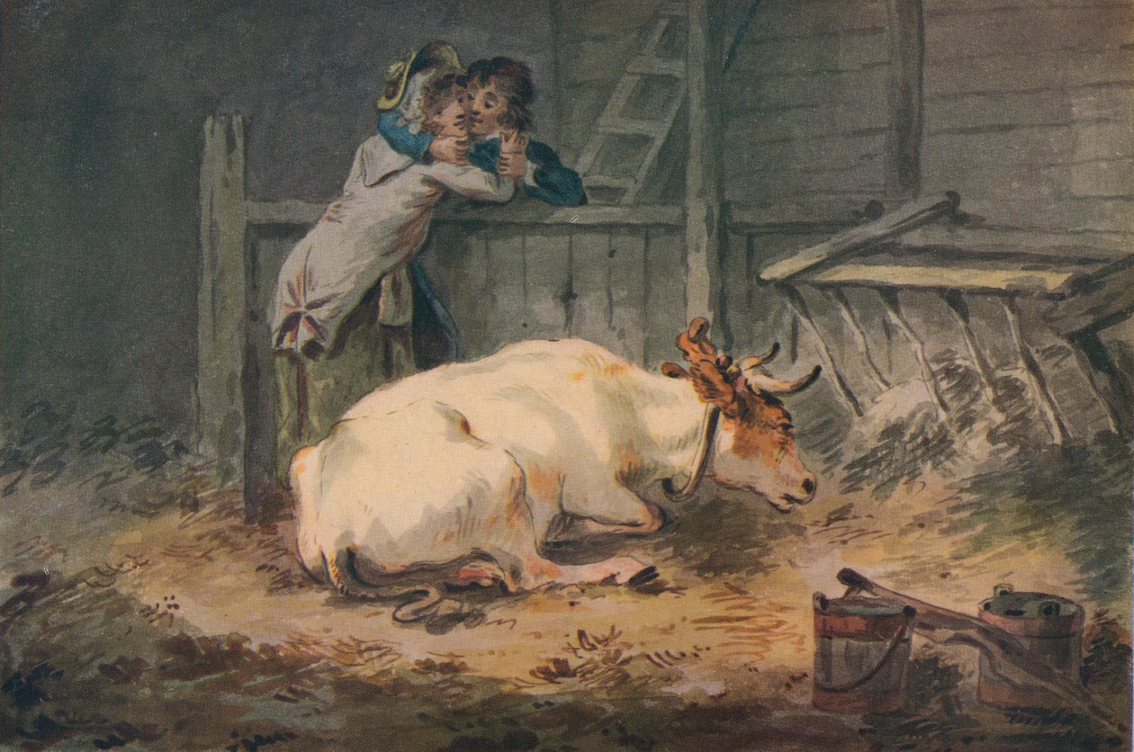 Seurustelu navetassa, 1700-luku tekijältä Julius Caesar Ibbetson