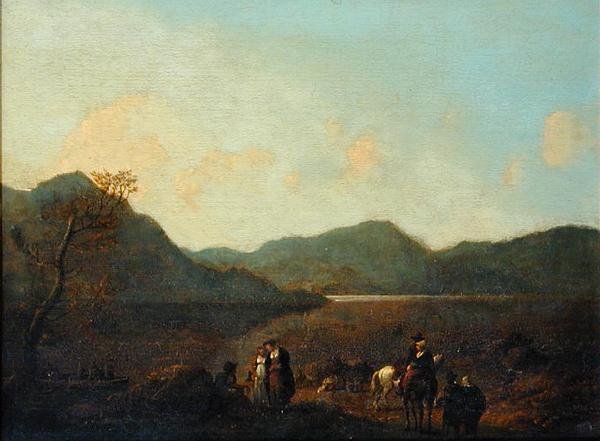 Martindale Ferry, Ullswater (öljy kankaalle) tekijältä Julius Caesar Ibbetson