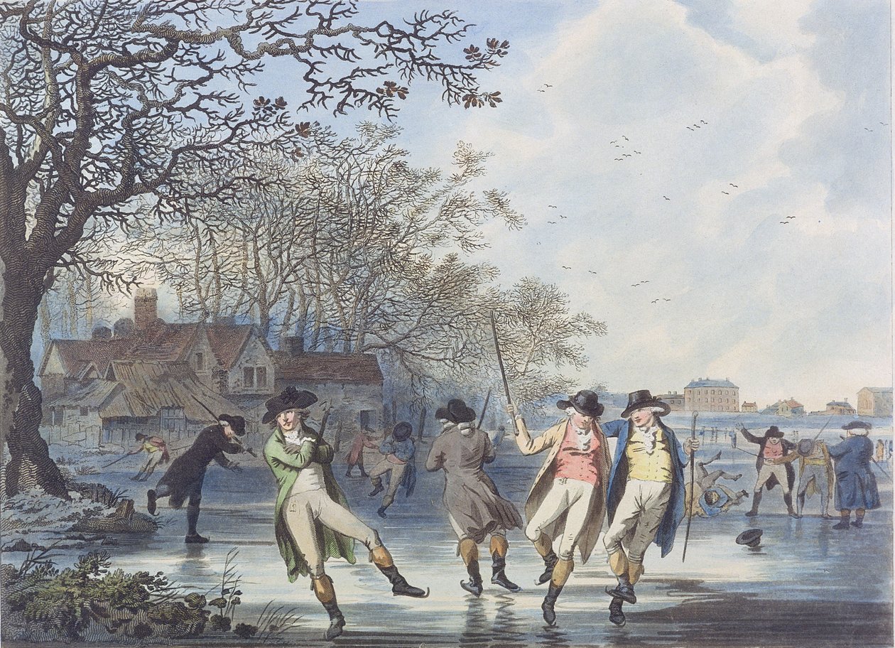 Talvihuvi: Näkymä Hyde Parkiin Moated Housesta, 1787 (akvatinta) tekijältä Julius Caesar Ibbetson