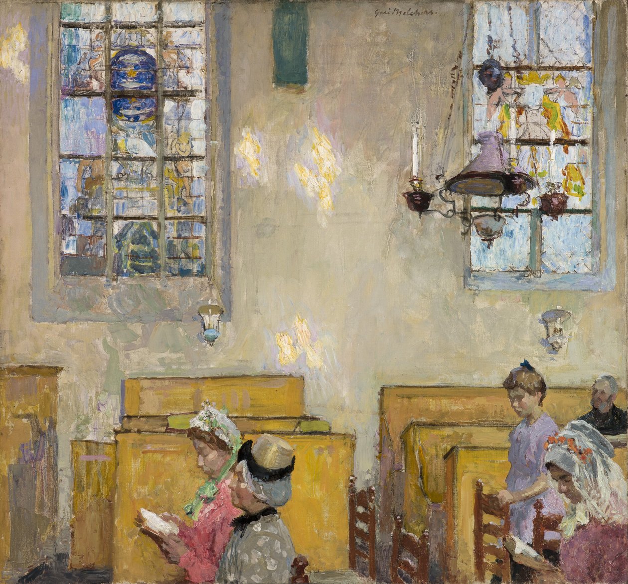 Vesper, noin 1910 (öljy kankaalle) tekijältä Julius Gari Melchers