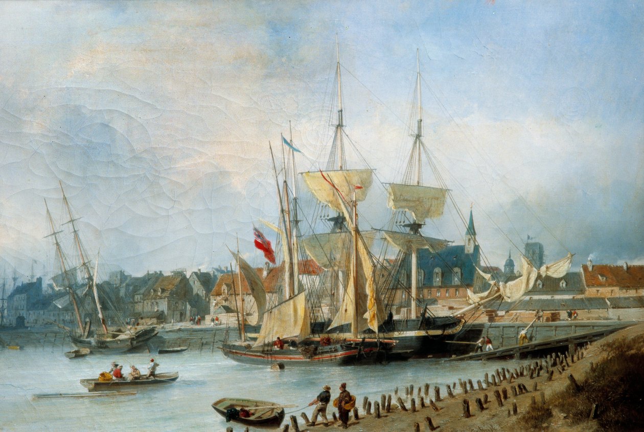 Jules Hintzin maalaus Dieppen sataman sisäänkäyntiin (1805-1862) tekijältä Julius Hintz
