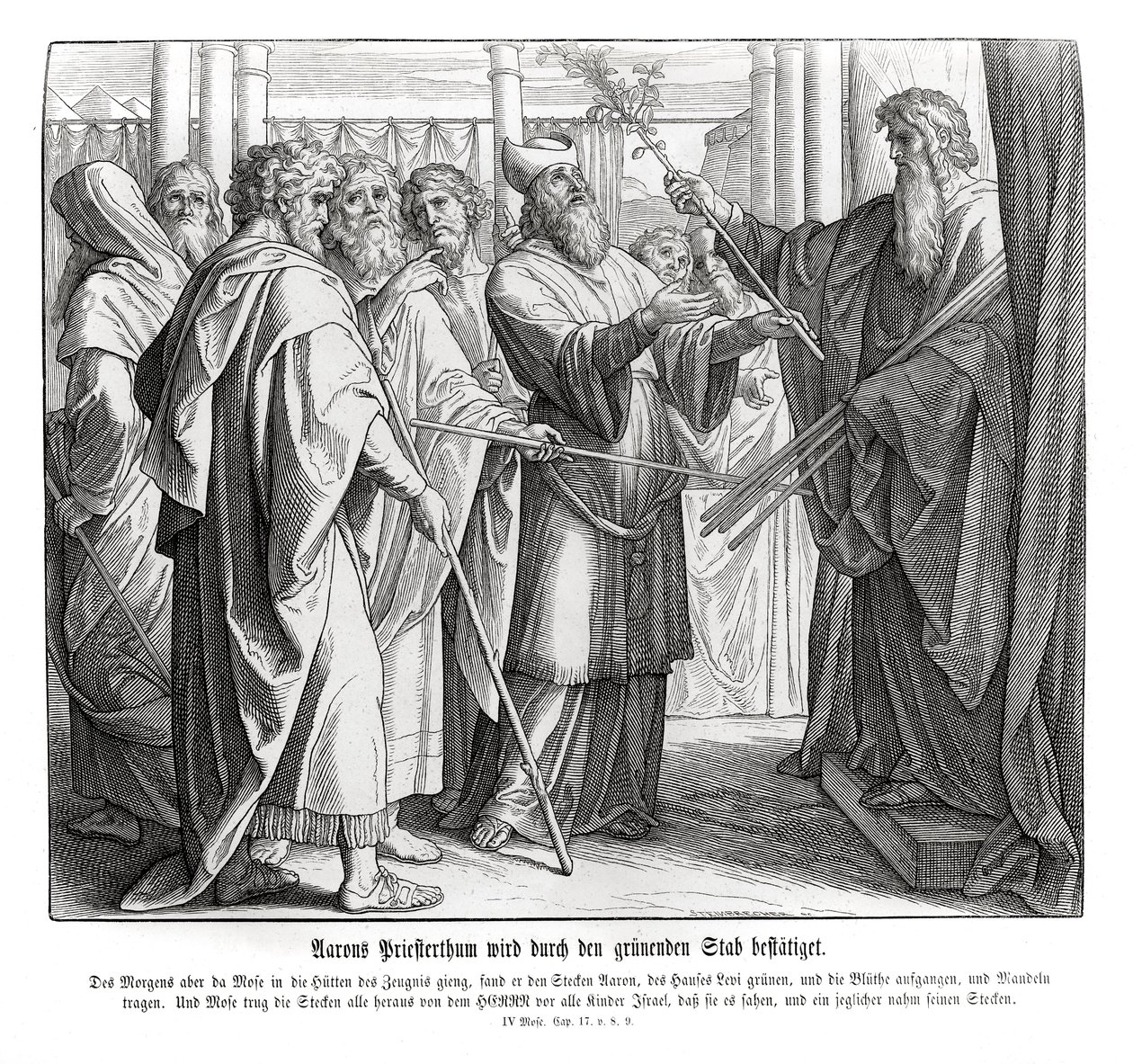 Aaronin pappeus on vahvistettu, Numbers tekijältä Julius Schnorr von Carolsfeld
