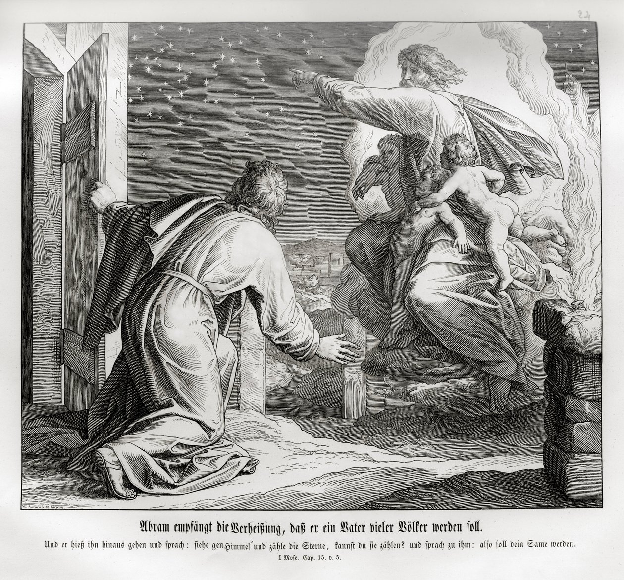 Abraham on monien kansojen isä, Genesis tekijältä Julius Schnorr von Carolsfeld