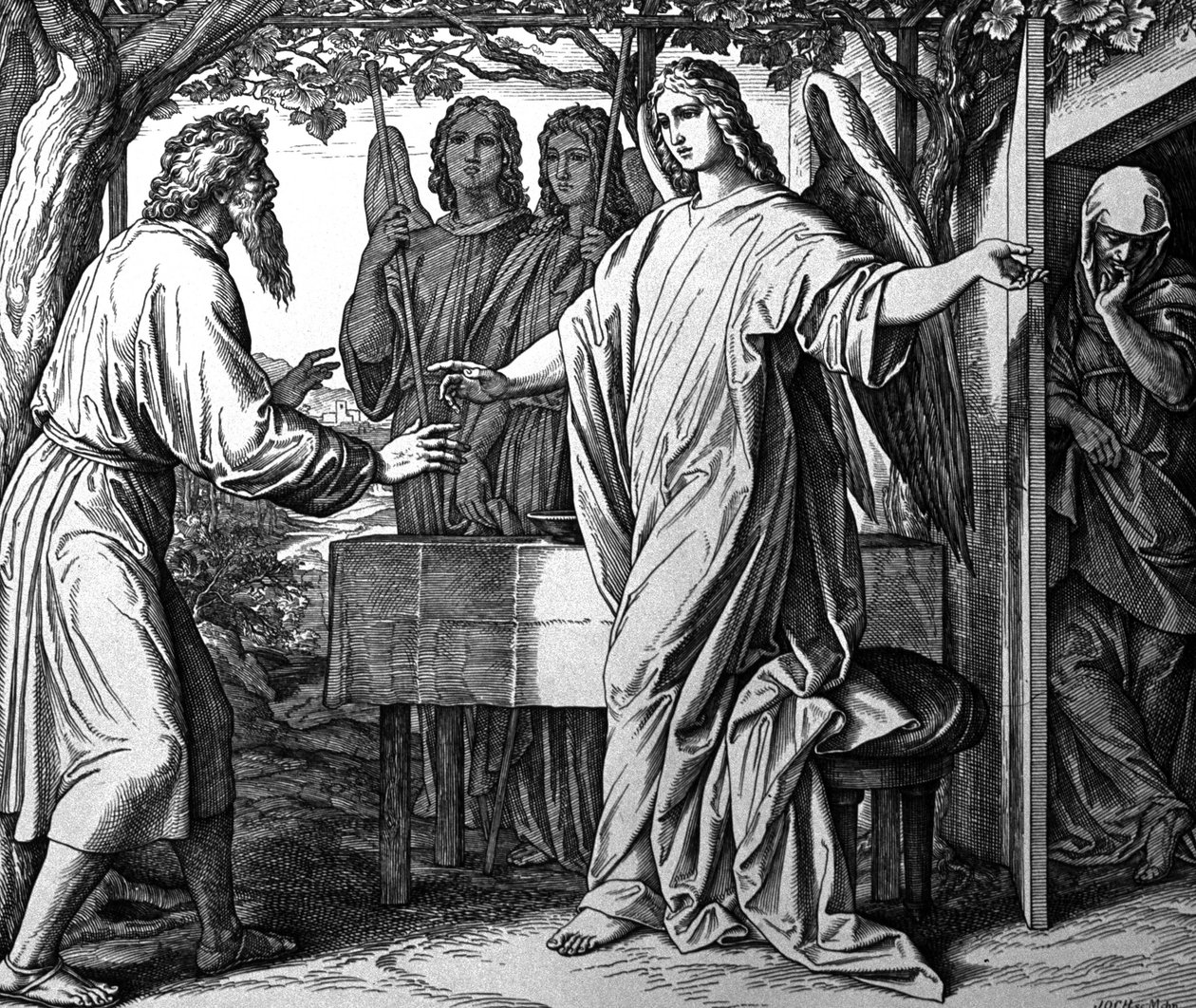 Enkelit ilmoittavat Aabrahamille Iisakin syntymästä tekijältä Julius Schnorr von Carolsfeld