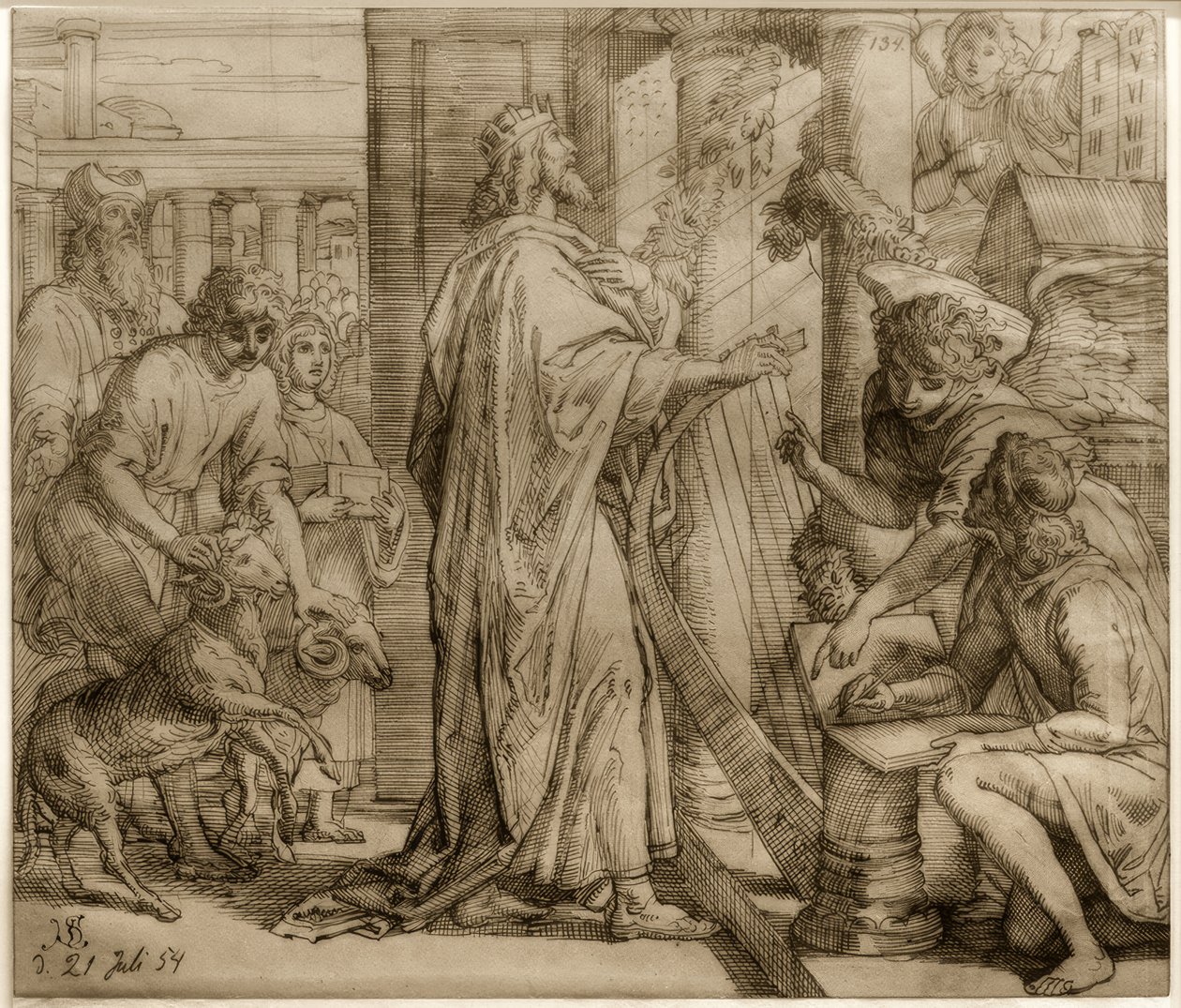 Psalmisti Daavid - Palvonta tekijältä Julius Schnorr von Carolsfeld