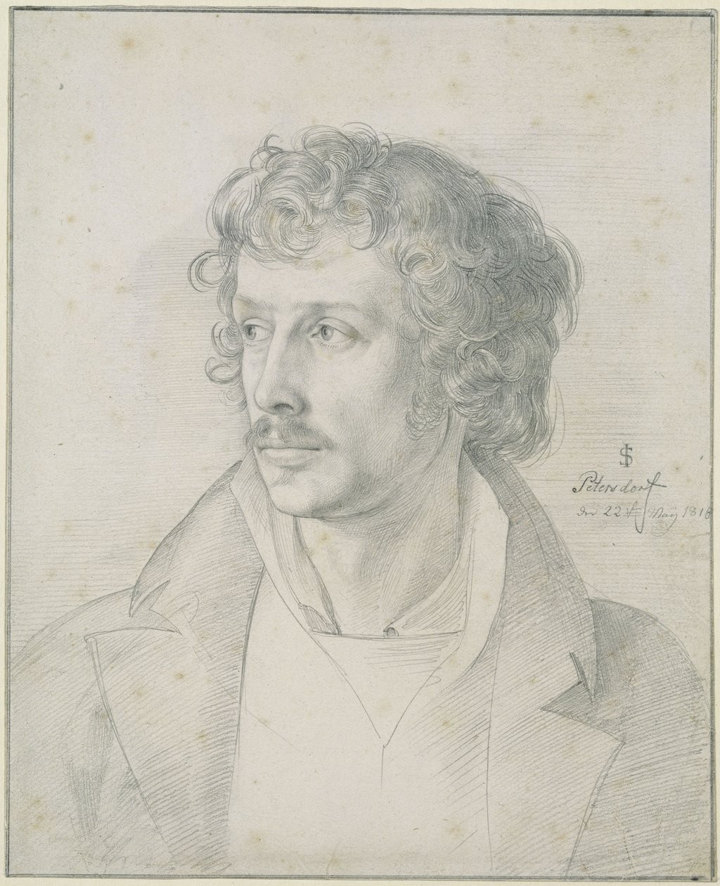 Friedrich Olivier 25-vuotiaana, rintakuva, katse vasemmalle tekijältä Julius Schnorr von Carolsfeld