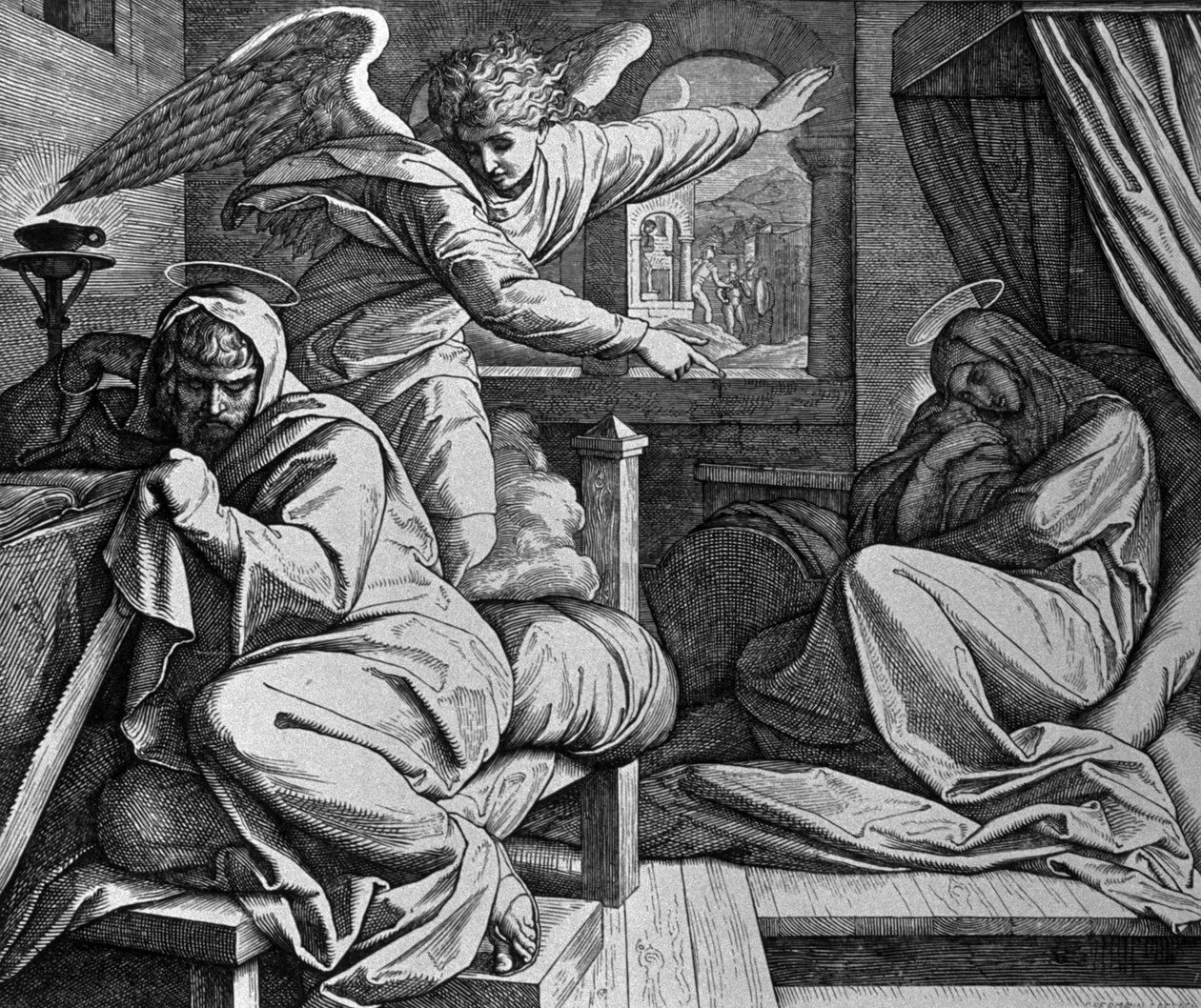 Joosefia varoitetaan pakenemaan Egyptiin tekijältä Julius Schnorr von Carolsfeld