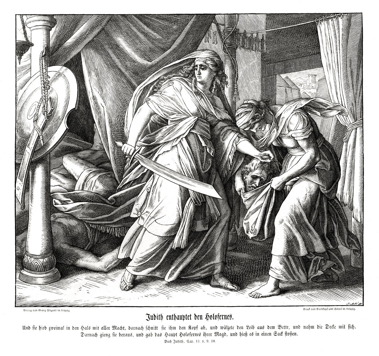 Judith mestaa Holofernesin päät, Juditin kirja tekijältä Julius Schnorr von Carolsfeld